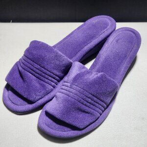 VINTAGE 1960s-70s Terry Cloth Velour House Slippers Vanity Fair Purple Size 8-9